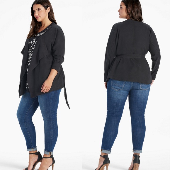 Lucky Brand Jackets & Blazers - Lucky Brand Open Flowy Tencel Black Kimono Jacket